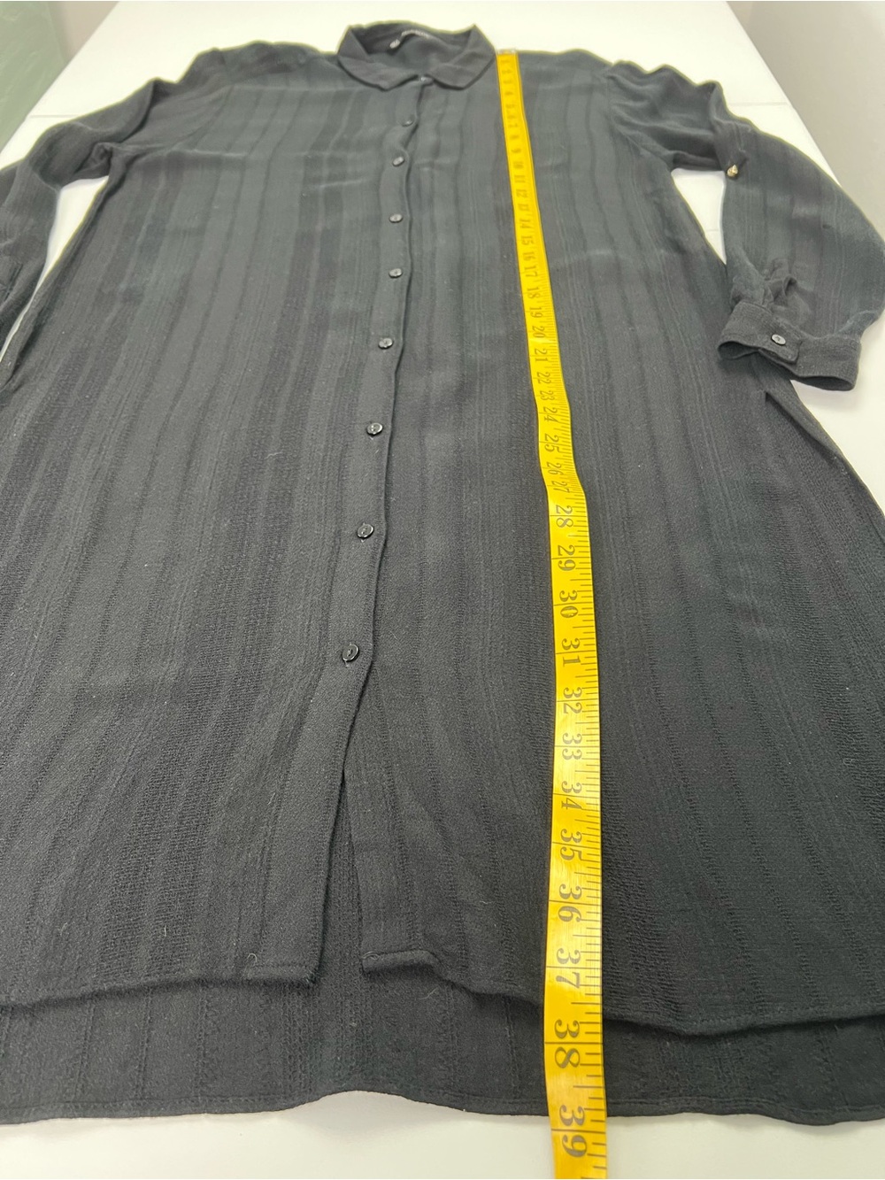 Zara Basic Collection Black Textured Modal Button Down Dress - Picture 7 of 11